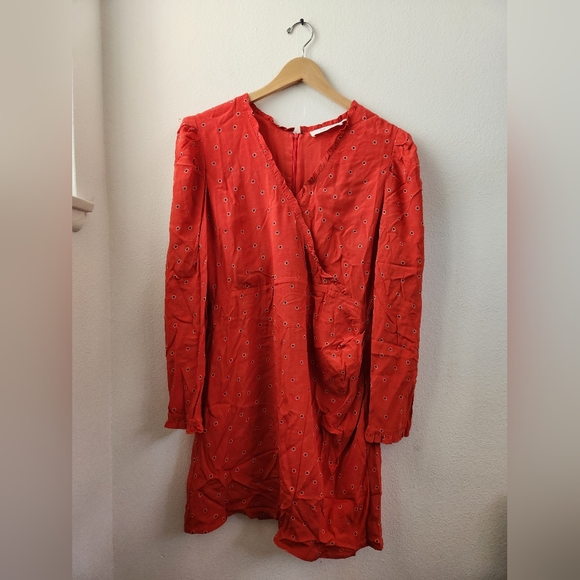 Astr Dresses & Skirts - ASTR‎ The Label Revolve Marinke Dress Floral Faux Wrap Long Sleeve Red XL NWT